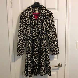 Liz Claiborne Black & White Patterned Trench Coat
